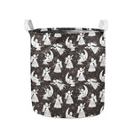 Angel And Snowflake Pattern Print Collapsible Laundry Basket