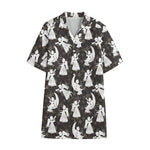 Angel And Snowflake Pattern Print Cotton Hawaiian Shirt