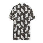 Angel And Snowflake Pattern Print Cotton Hawaiian Shirt