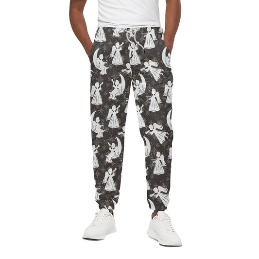 Angel And Snowflake Pattern Print Cotton Pants