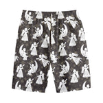 Angel And Snowflake Pattern Print Cotton Shorts