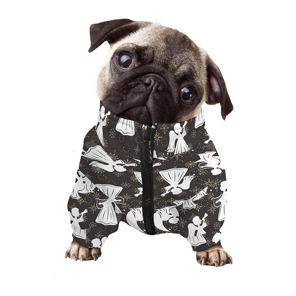 Angel And Snowflake Pattern Print Dog Zip Up Jacket