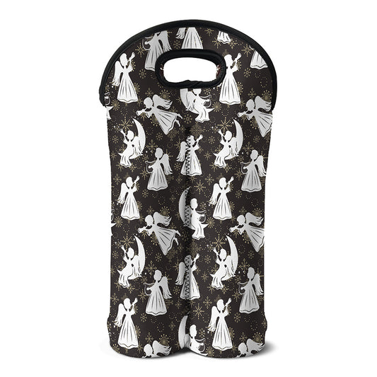 Angel And Snowflake Pattern Print Double Neoprene Wine Tote