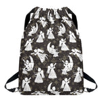 Angel And Snowflake Pattern Print Drawstring Backpack