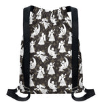 Angel And Snowflake Pattern Print Drawstring Backpack