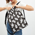 Angel And Snowflake Pattern Print Drawstring Backpack