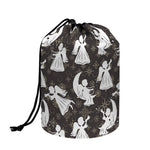 Angel And Snowflake Pattern Print Drawstring Makeup Bag