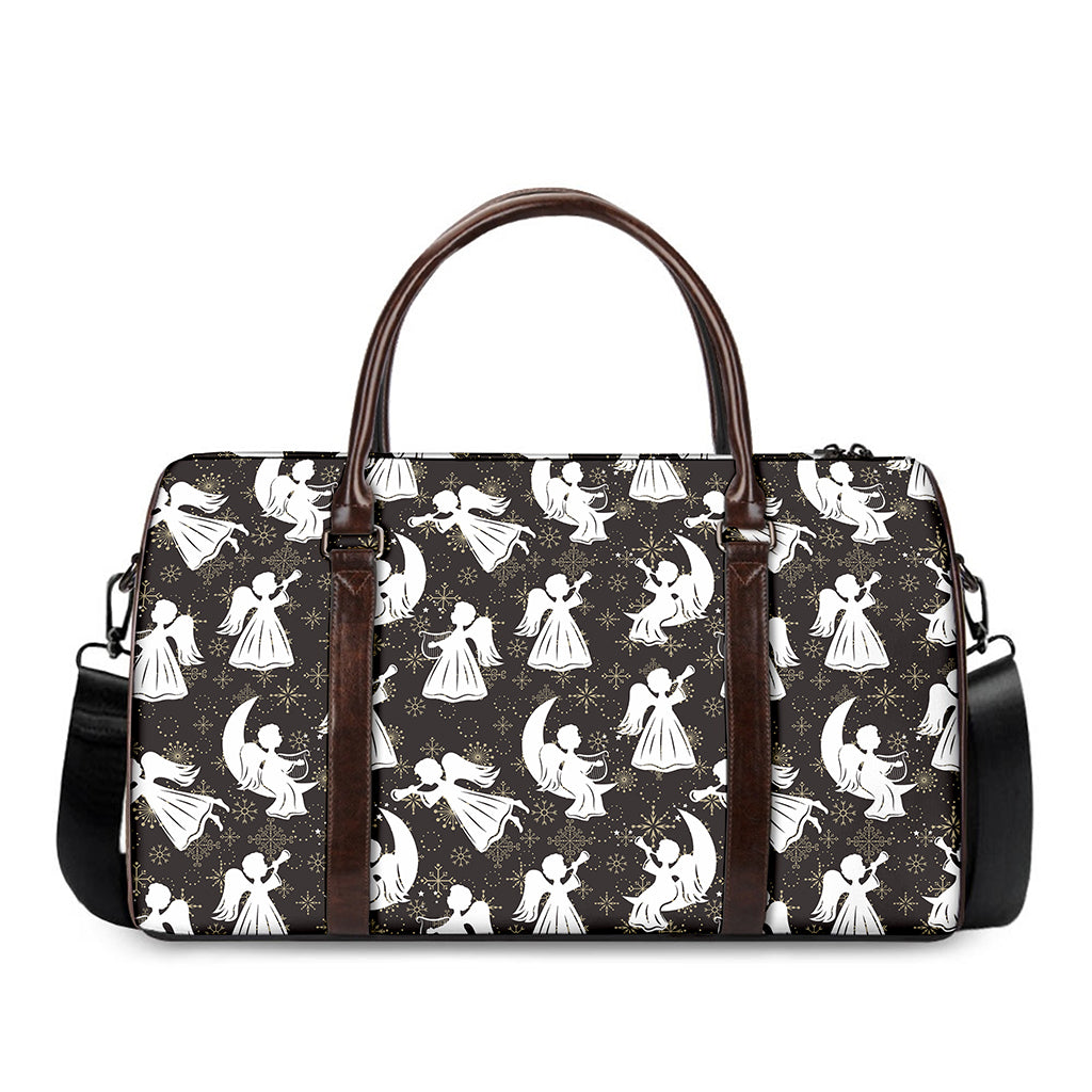 Angel And Snowflake Pattern Print Duffle Bag