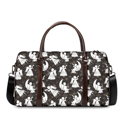 Angel And Snowflake Pattern Print Duffle Bag