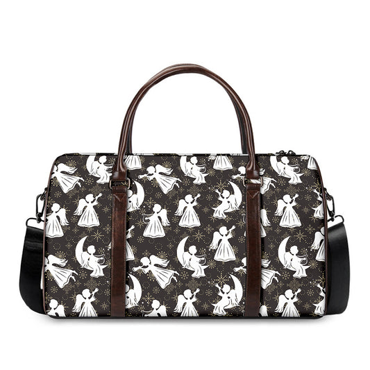 Angel And Snowflake Pattern Print Duffle Bag