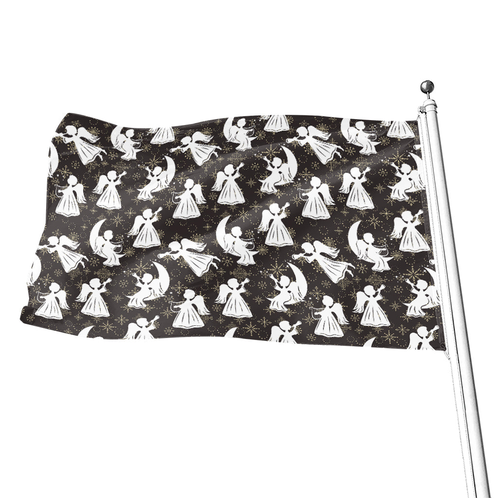 Angel And Snowflake Pattern Print Flag