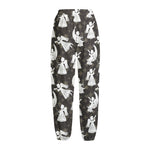Angel And Snowflake Pattern Print Fleece Lined Knit Pants