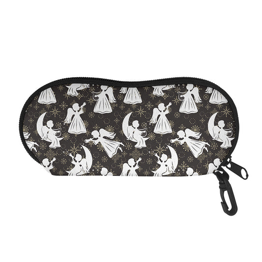 Angel And Snowflake Pattern Print Glasses Case