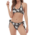 Angel And Snowflake Pattern Print Halter Scoop Tie Side Bikini