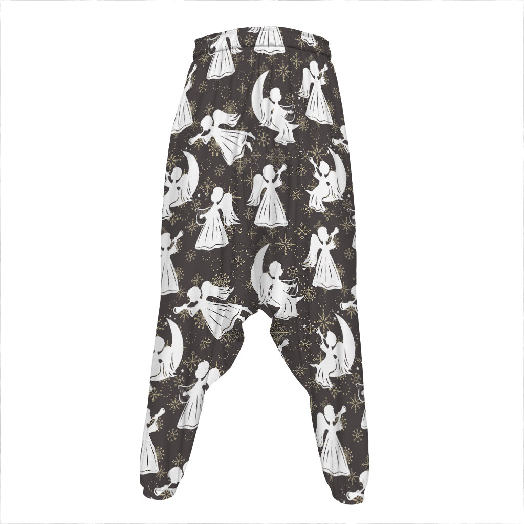 Angel And Snowflake Pattern Print Hammer Pants