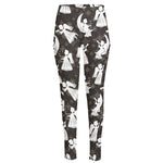 Angel And Snowflake Pattern Print High-Waisted Pocket Leggings