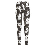 Angel And Snowflake Pattern Print High-Waisted Pocket Leggings