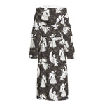Angel And Snowflake Pattern Print Hooded Bathrobe