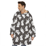 Angel And Snowflake Pattern Print Hoodie Blanket