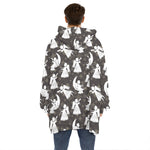 Angel And Snowflake Pattern Print Hoodie Blanket