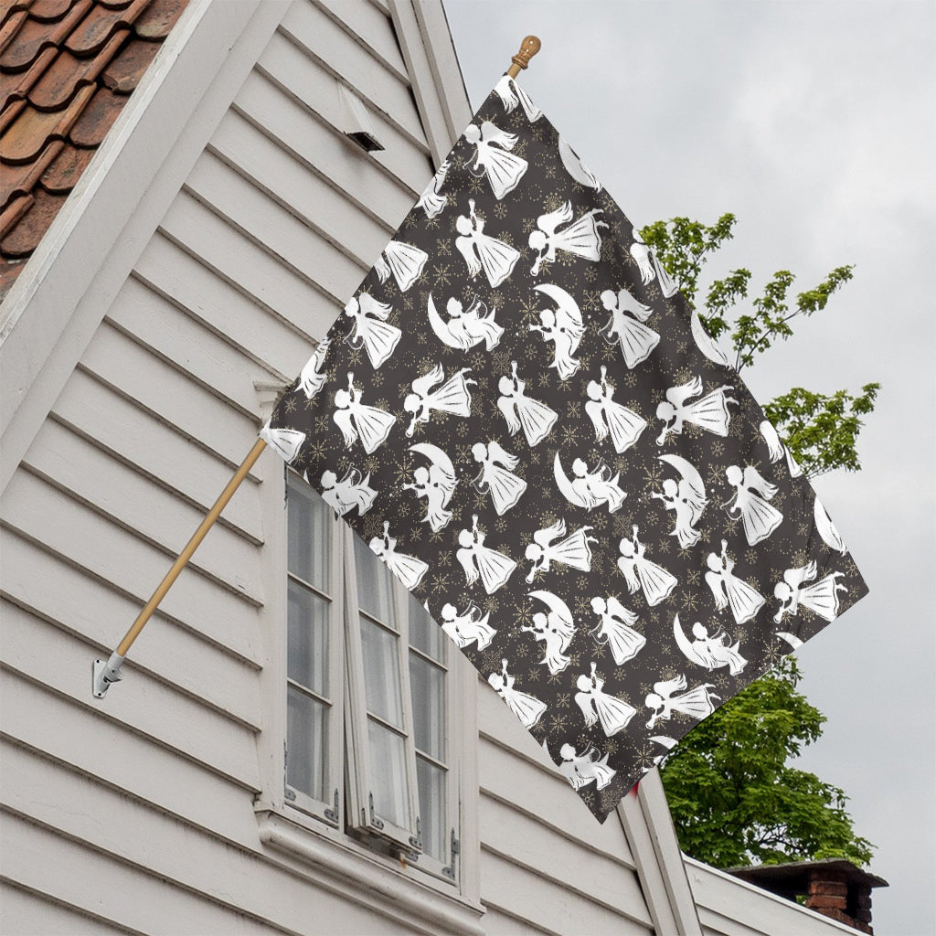 Angel And Snowflake Pattern Print House Flag
