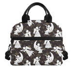 Angel And Snowflake Pattern Print Insulated Lunch Bag