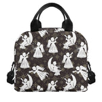 Angel And Snowflake Pattern Print Insulated Lunch Bag