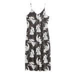 Angel And Snowflake Pattern Print Jersey Midi Cami Dress