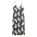 Angel And Snowflake Pattern Print Jersey Midi Cami Dress