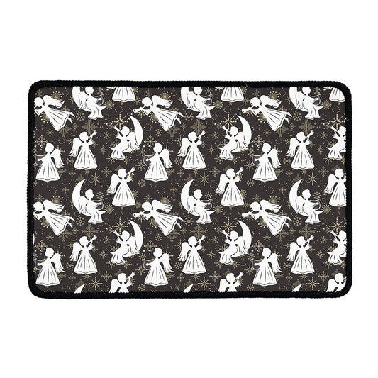 Angel And Snowflake Pattern Print Kitchen Mat