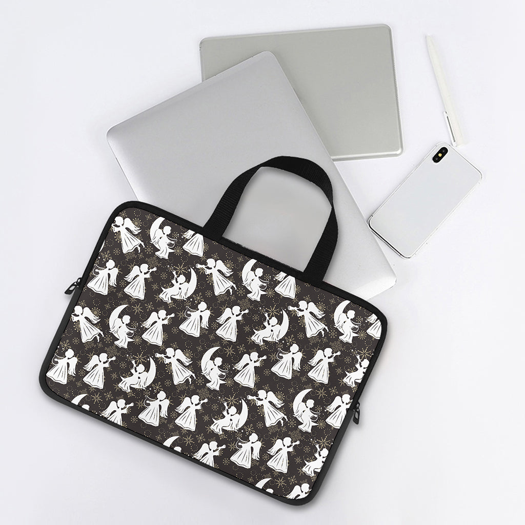 Angel And Snowflake Pattern Print Laptop Sleeve With Handle