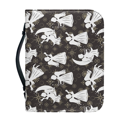 Angel And Snowflake Pattern Print Leather Bible Cover
