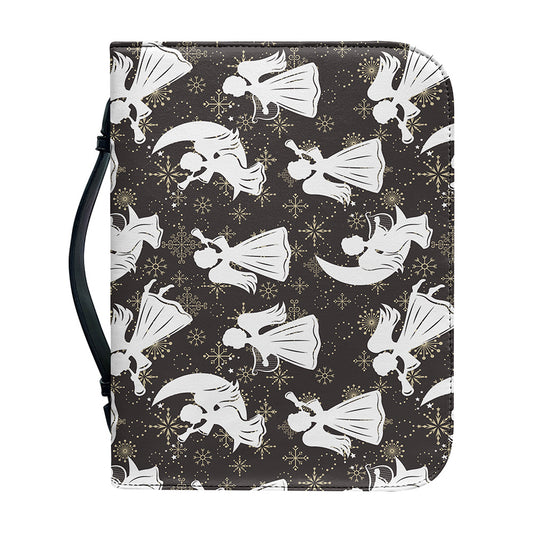 Angel And Snowflake Pattern Print Leather Bible Cover