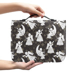 Angel And Snowflake Pattern Print Leather Bible Cover
