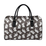 Angel And Snowflake Pattern Print Leather Duffle Bag