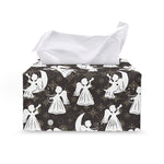 Angel And Snowflake Pattern Print Leather Tissue Box Cover