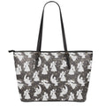 Angel And Snowflake Pattern Print Leather Tote Bag With Zipper