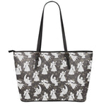 Angel And Snowflake Pattern Print Leather Tote Bag