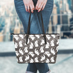 Angel And Snowflake Pattern Print Leather Tote Bag