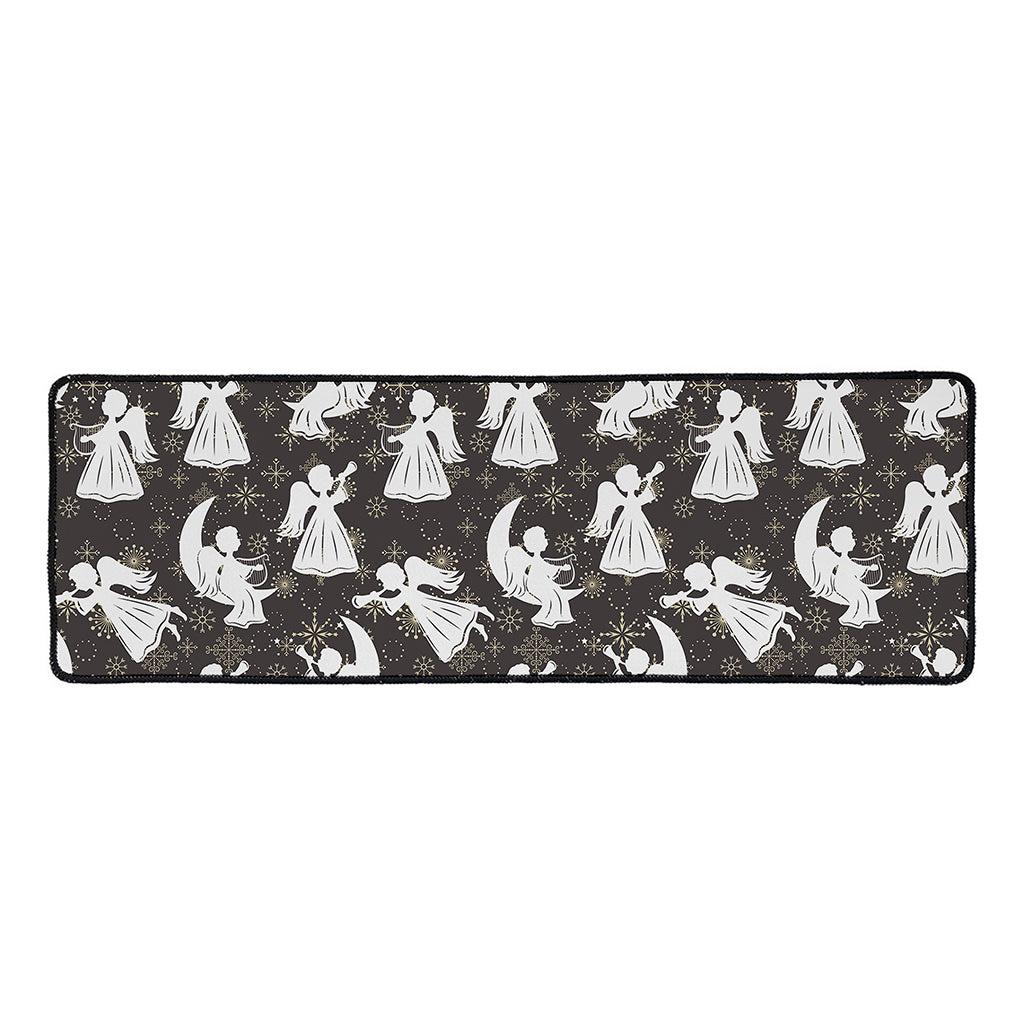 Angel And Snowflake Pattern Print Long Kitchen Mat