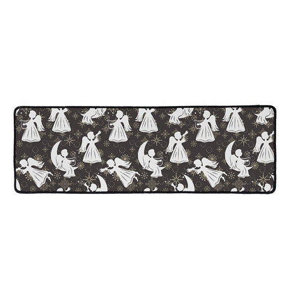 Angel And Snowflake Pattern Print Long Kitchen Mat