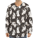 Angel And Snowflake Pattern Print Long Sleeve Baseball Jersey