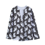 Angel And Snowflake Pattern Print Long Sleeve Short Coat