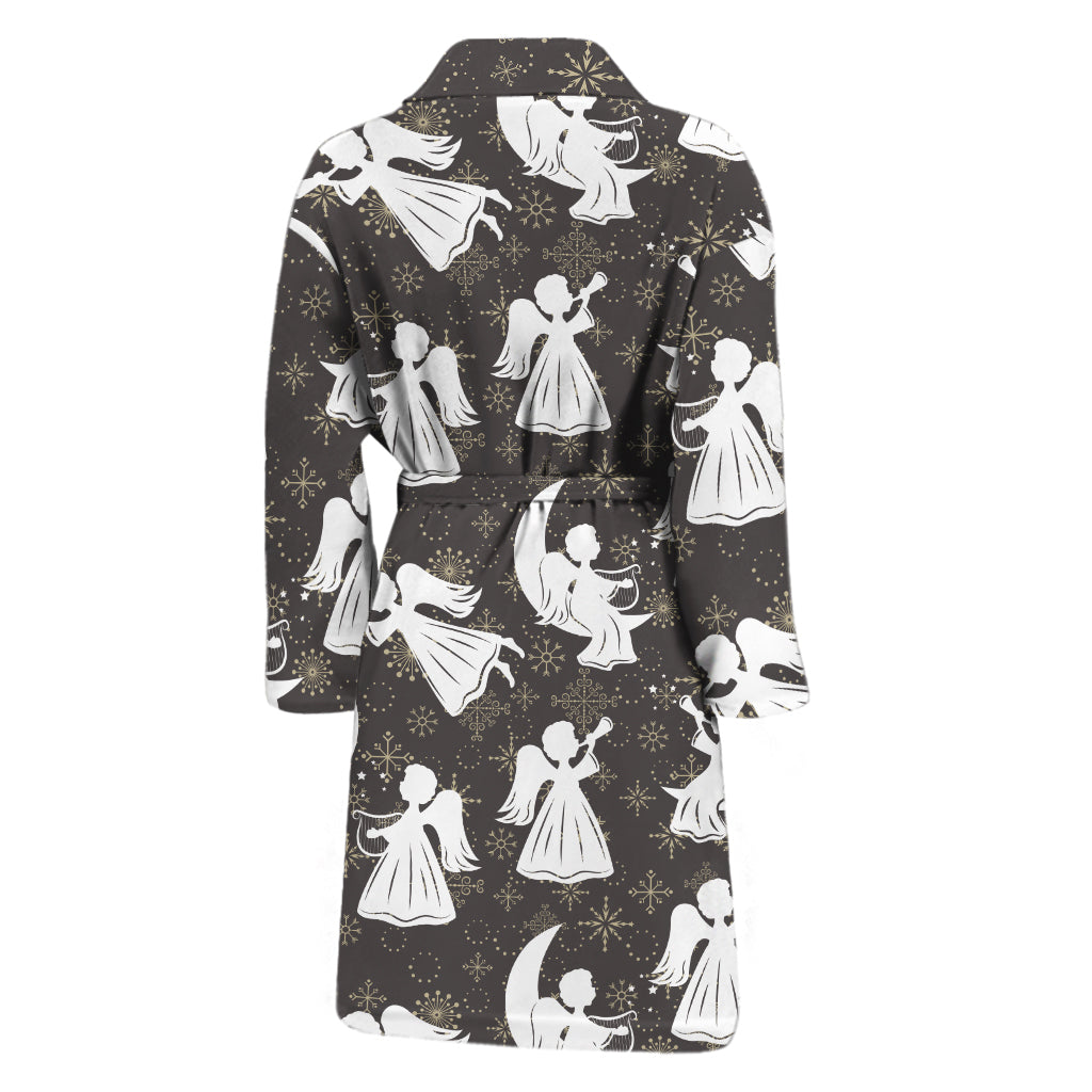 Angel And Snowflake Pattern Print Men's Bathrobe