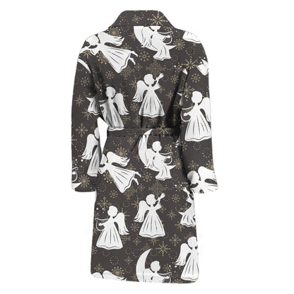 Angel And Snowflake Pattern Print Men's Bathrobe