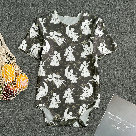 Angel And Snowflake Pattern Print Men's Bodysuit