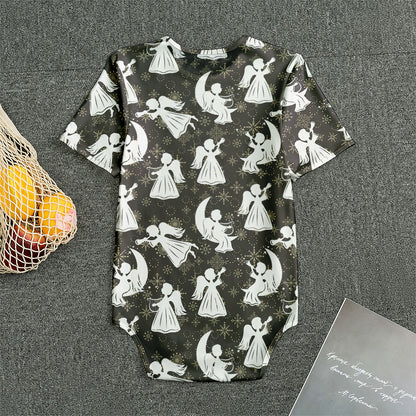Angel And Snowflake Pattern Print Men's Bodysuit