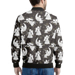 Angel And Snowflake Pattern Print Men's Bomber Jacket