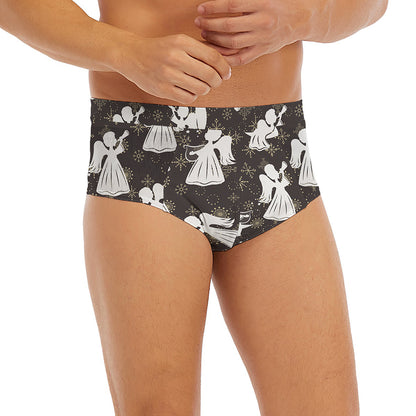 Angel And Snowflake Pattern Print Men's Briefs