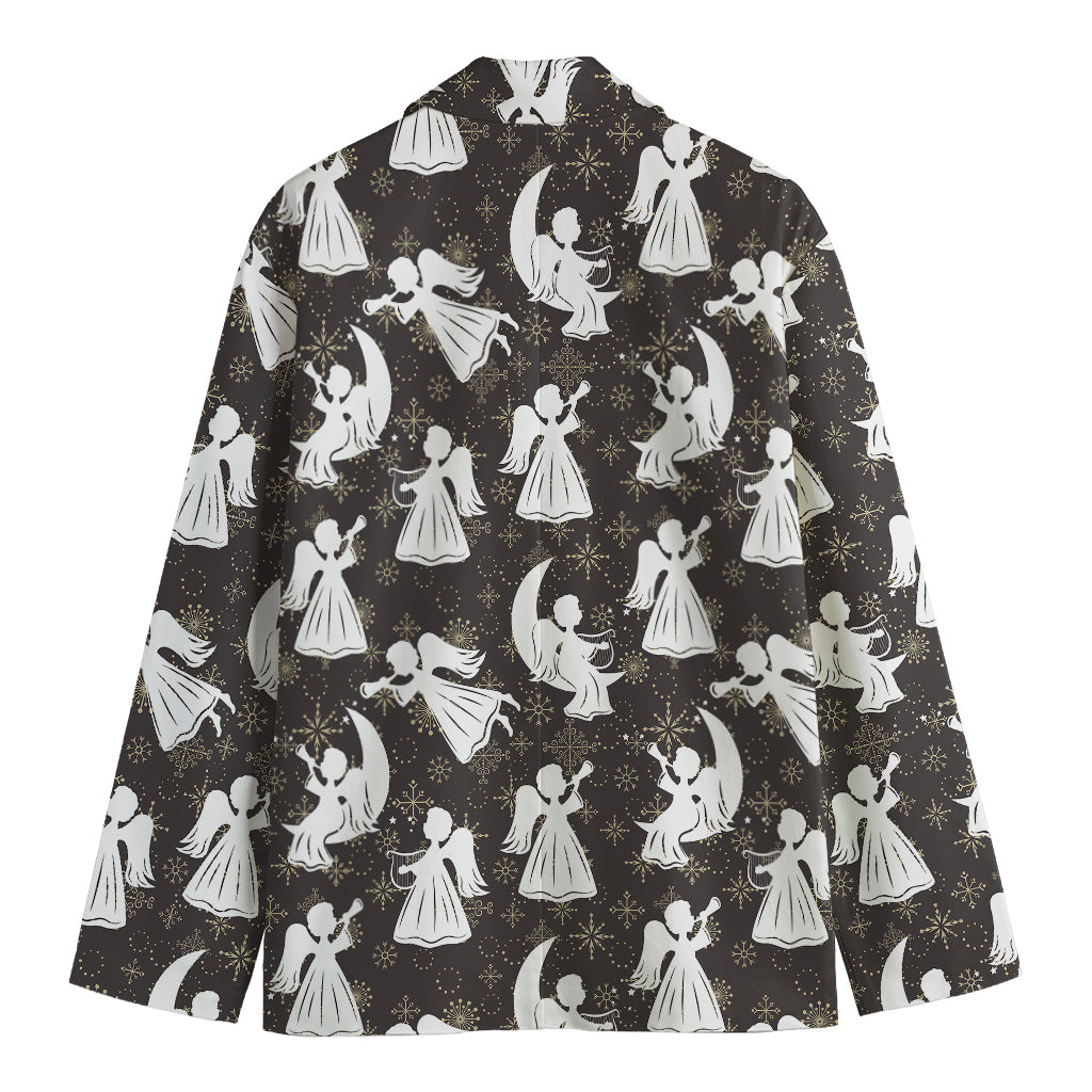 Angel And Snowflake Pattern Print Men's Cotton Blazer